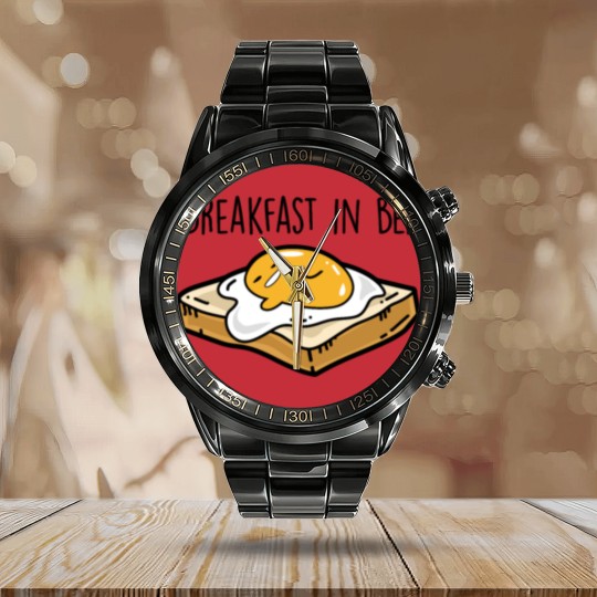 Discover Fried egg toast - Breakfast in bed Calendar Steel Band Watch