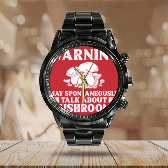 Discover Mushroom Foraging Hunting Seasoning Mushrooming Calendar Steel Band Watch
