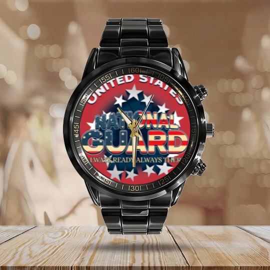 Discover US National Guard Always Ready Always Th Calendar Steel Band Watch