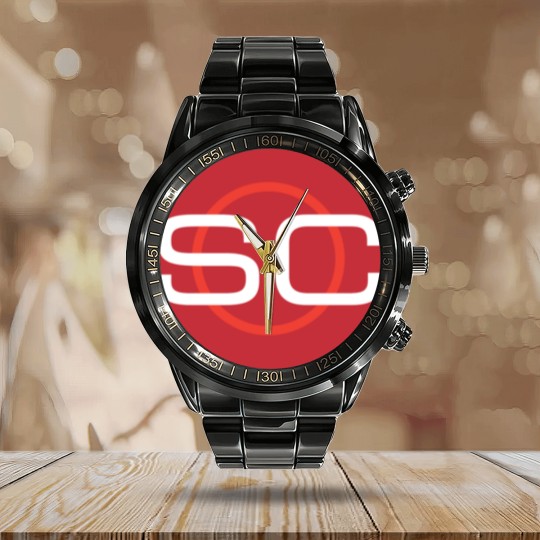 Discover Espn Sportscenter Red White Circle Logo C2Gift Calendar Steel Band Watch Calendar Steel Band Watch