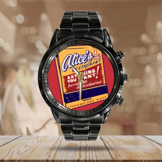 Discover alice's restaurant Calendar Steel Band Watch