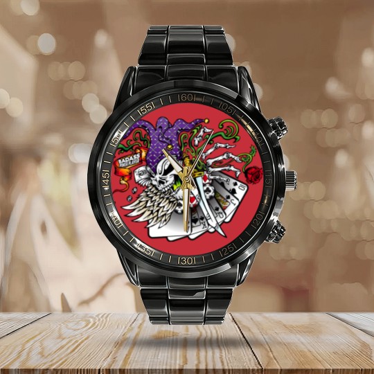 Discover Badass Poker Joker Calendar Steel Band Watch