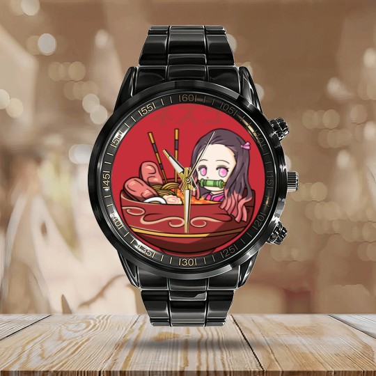 Discover Ramen neko - neko - Calendar Steel Band Watch