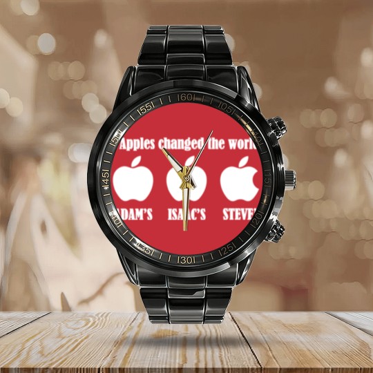 Discover 3 Apples Changed The World - Tribute Calendar Steel Band Watch