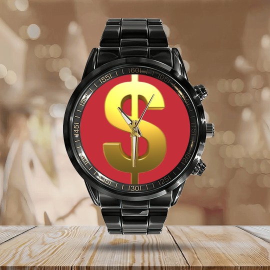 Discover dollar sign.png Calendar Steel Band Watch