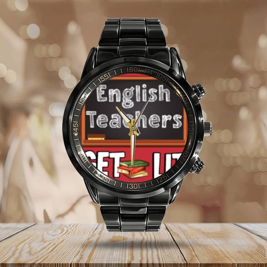 Discover Book Chalk Teacher English Literature Blackboard Calendar Steel Band Watch