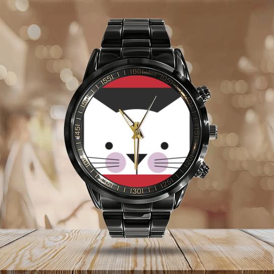 Discover Peek-a-Boo Kitty, Black and White with Lavender Cheeks - Cats - Calendar Steel Band Watch