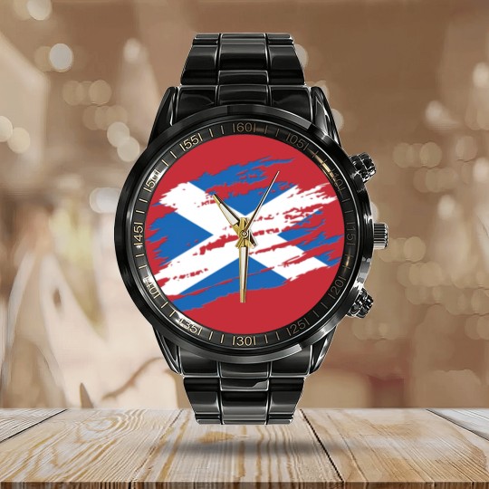 Discover Scottish Flag Scotland Football Rugby Cricket Calendar Steel Band Watch