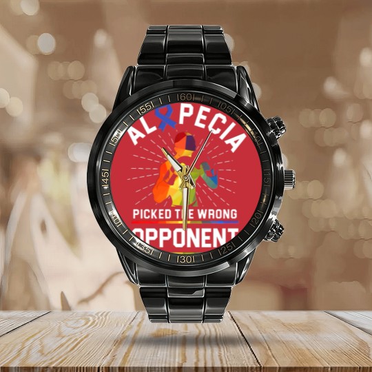 Discover Alopecia Awareness Hair Loss Warrior Beat Calendar Steel Band Watch