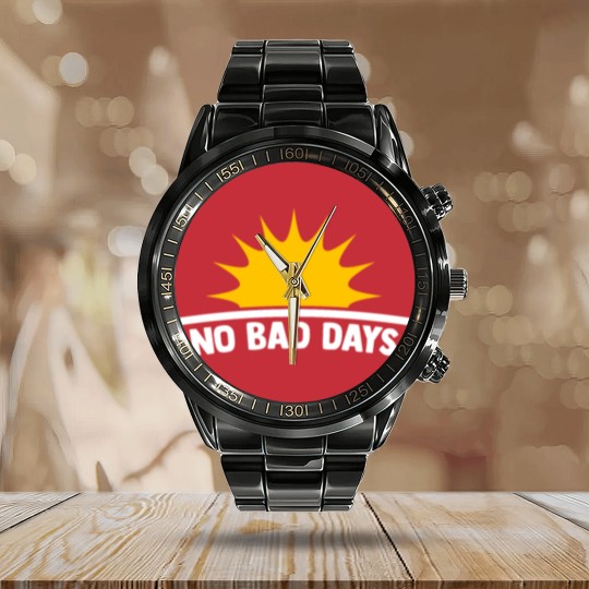 Discover No Bad Days with sun motivational gift Calendar Steel Band Watch