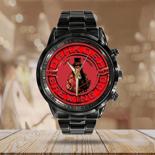 Discover Chief Oshkosh Beer Calendar Steel Band Watch