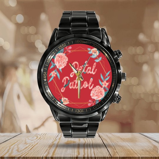 Discover Flowers Floral Petal Patrol Calendar Steel Band Watch