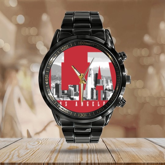 Discover Los Angeles California Skyline Calendar Steel Band Watch