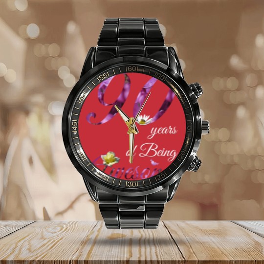 Discover 90 Year Old Calendar Steel Band Watch Awesome Floral 1930 90Th Birthda Calendar Steel Band Watch