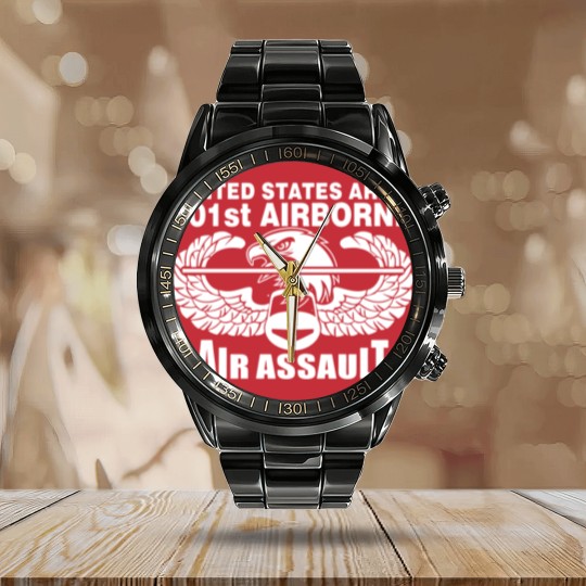 Discover 101st Army Airborne Air Assault eagle Calendar Steel Band Watch