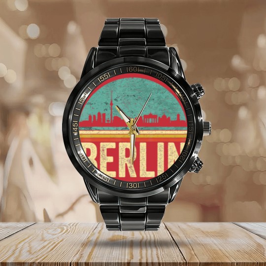 Discover Vintage 80s Retro Berlin Souvenir Skyline Berlin Calendar Steel Band Watch