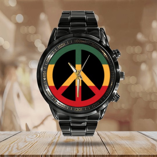Discover reggae peace Calendar Steel Band Watch