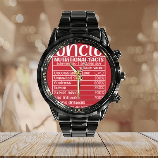 Discover Uncle, Nutritional Facts, Funny Uncle Gift Calendar Steel Band Watch