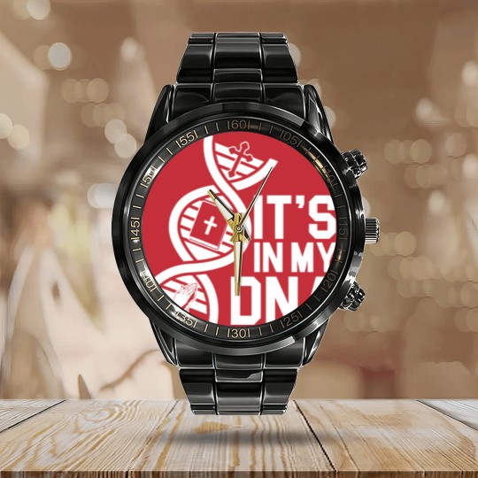 Discover Jesus In My Dna Faith Christianity Catholic Religi Calendar Steel Band Watch