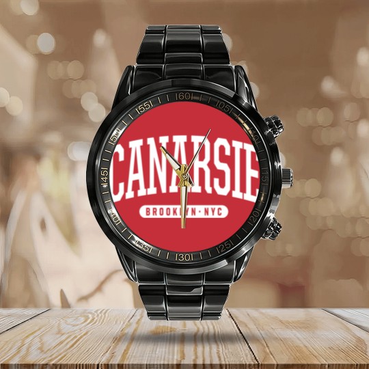 Discover NYC Borough Brooklyn New York Canarsie Calendar Steel Band Watch