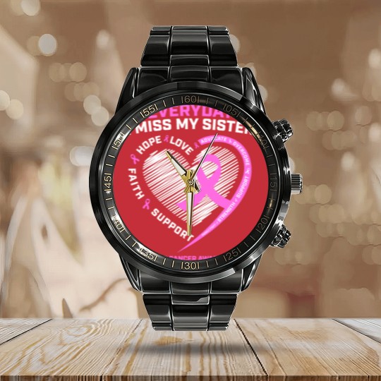 Discover Loving Memory Calendar Steel Band Watch Sister Breast Cancer Awareness Calendar Steel Band Watch