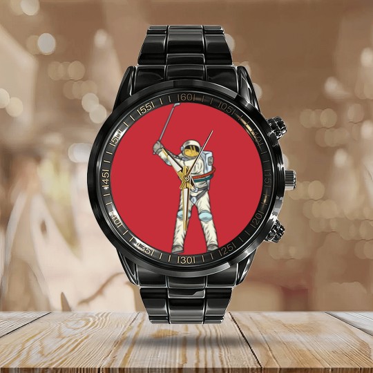 Discover Astronaut golfer Calendar Steel Band Watch