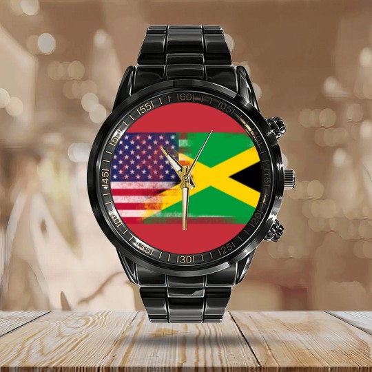 Discover Jamaican American Half Jamaica Half America Flag Calendar Steel Band Watch