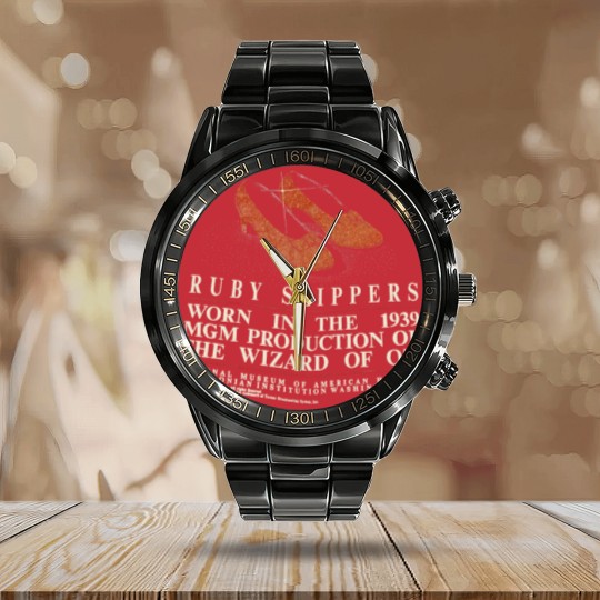 Discover Vintage The Wizard Of Oz Dorothy Ruby Slippers Calendar Steel Band Watch Made In USA
