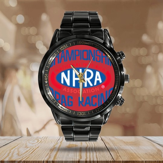 Discover Championship Drag Racing Nhra Logo Calendar Steel Band Watch