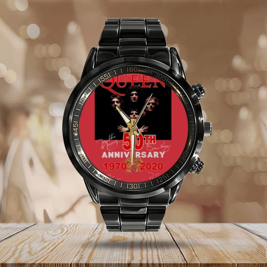 Discover Queen Band Aniversary 50Th, Country Music Calendar Steel Band Watch, Retro Calendar Steel Band Watch