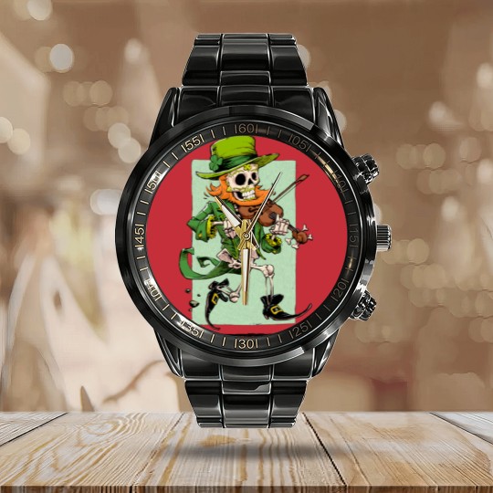 Discover Dia de los Leprechauns - Leprechaun - Calendar Steel Band Watch