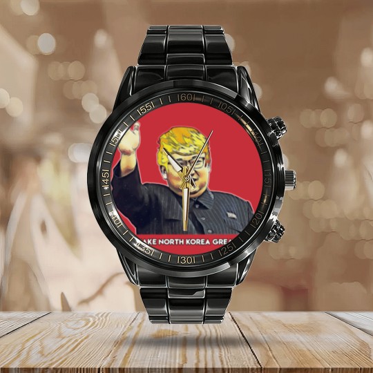 Discover Kim Jong Un Donald Trump Calendar Steel Band Watch