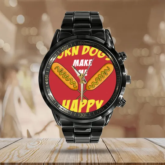 Discover Corn Dogs Corndog Pulled Pork Sausage Party Gift Calendar Steel Band Watch