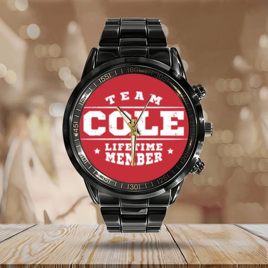 Discover Team Cole Lifetime Member - Surname Family Name Calendar Steel Band Watch
