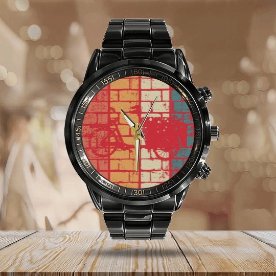 Discover Cargo Bike Retro Calendar Steel Band Watch