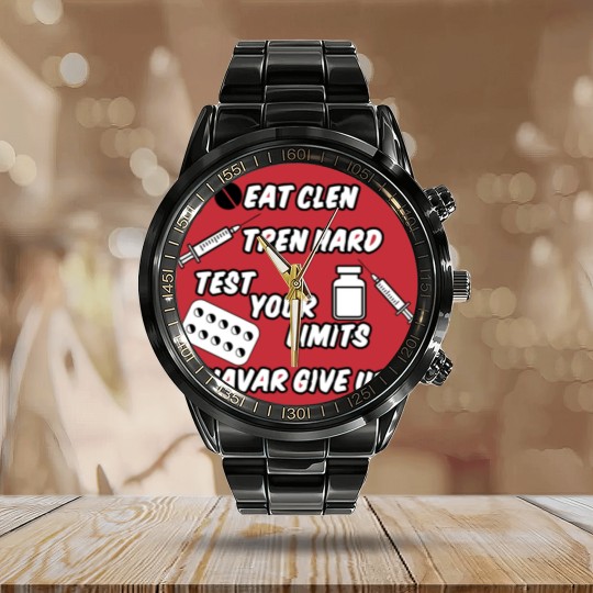 Discover Eat Clen Tren Hard Calendar Steel Band Watch