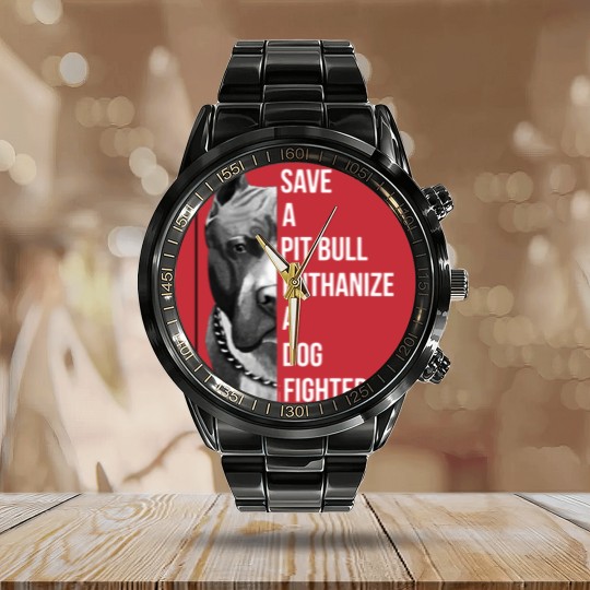 Discover save a pitbull euthanize a dog fighter pitbull Calendar Steel Band Watch