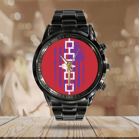 Discover Iroquois American Flag Iroquois and USA Design Calendar Steel Band Watch