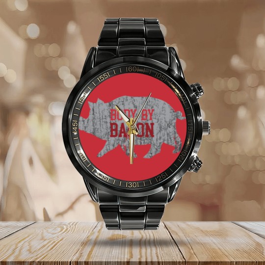 Discover Body by Bacon Calendar Steel Band Watch Low Carb High Fat Ketogenic Di Calendar Steel Band Watch
