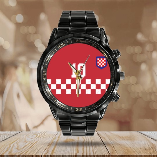 Discover Croatia Football Jersey Retro Red Hrvatska Soccer Calendar Steel Band Watch