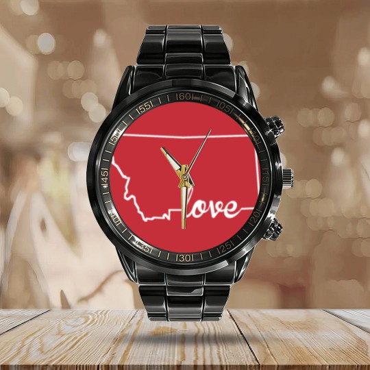 Discover Montana Love State Outline Calendar Steel Band Watch