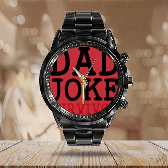 Discover Dad Joke Survivor Calendar Steel Band Watch