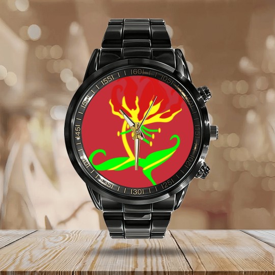 Discover Flame Lily, Zimbabwe Calendar Steel Band Watch