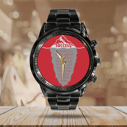 Discover Success Iceberg Illusion Concept - Vintage Grunge Calendar Steel Band Watch