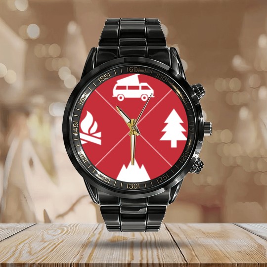 Discover Vanagon Four Elements White Logo Calendar Steel Band Watch Calendar Steel Band Watch