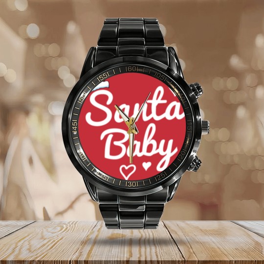 Discover Santa Baby saying Calendar Steel Band Watch