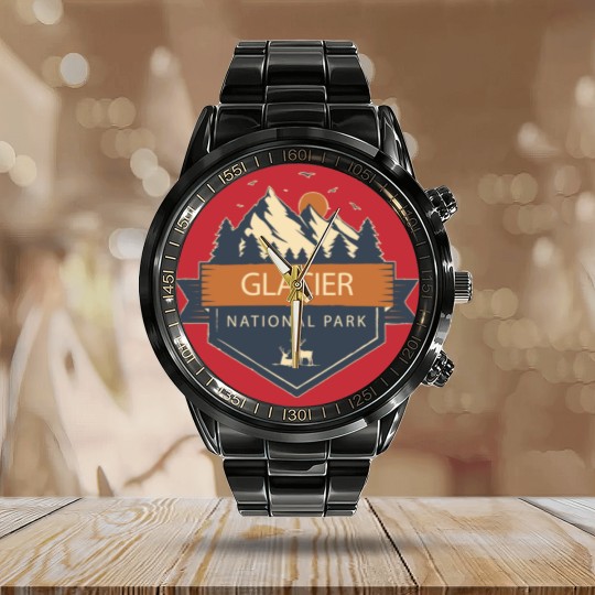 Discover Glacier National Park - Glacier National Park - Calendar Steel Band Watch