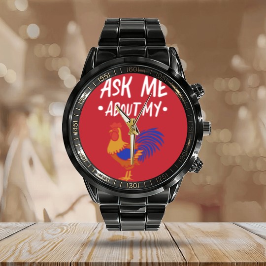 Discover Ask Me About My Cock Calendar Steel Band Watch