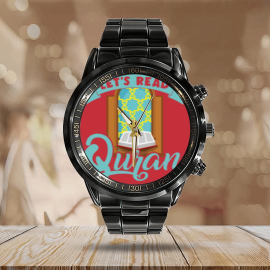 Discover Let´s Read Quran Mosque Islam Allah Prayer Gift Calendar Steel Band Watch