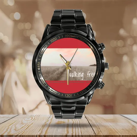 Discover Walking Free - Freedom because of Jesus Christ Calendar Steel Band Watch
